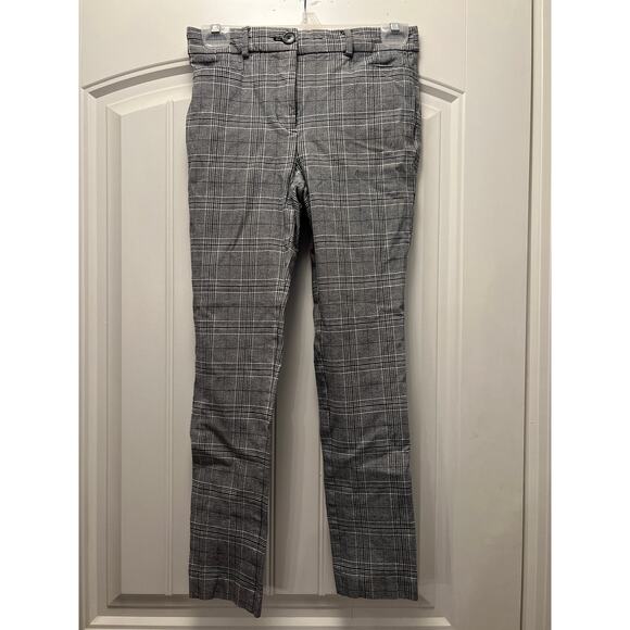 Loft Women’s High Waisted Work Sutton Plaid Skinny Ankle Pants Size 0 Gray Black - Picture 2 of 7